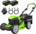 Greenworks tondeuse à gazon, 48 V, 24 V, 480 m, 46 cm, 55 L, Noir, ( x 2) Sans Fil Autopropulsée Pelouses Jusqu'à ²