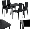chaise Juskys, 120 x 70 cm, Noir, Ensemble Table à Manger Dalya ( ) avec 4 s rembourrées, Plateau en Verre Solide