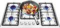 table de cuisson EasegantEl, Argent/Noir, Plaque de cuisson à gaz 5 feux, plan de travail encastrable, plaque de cuisson en acier inoxydable