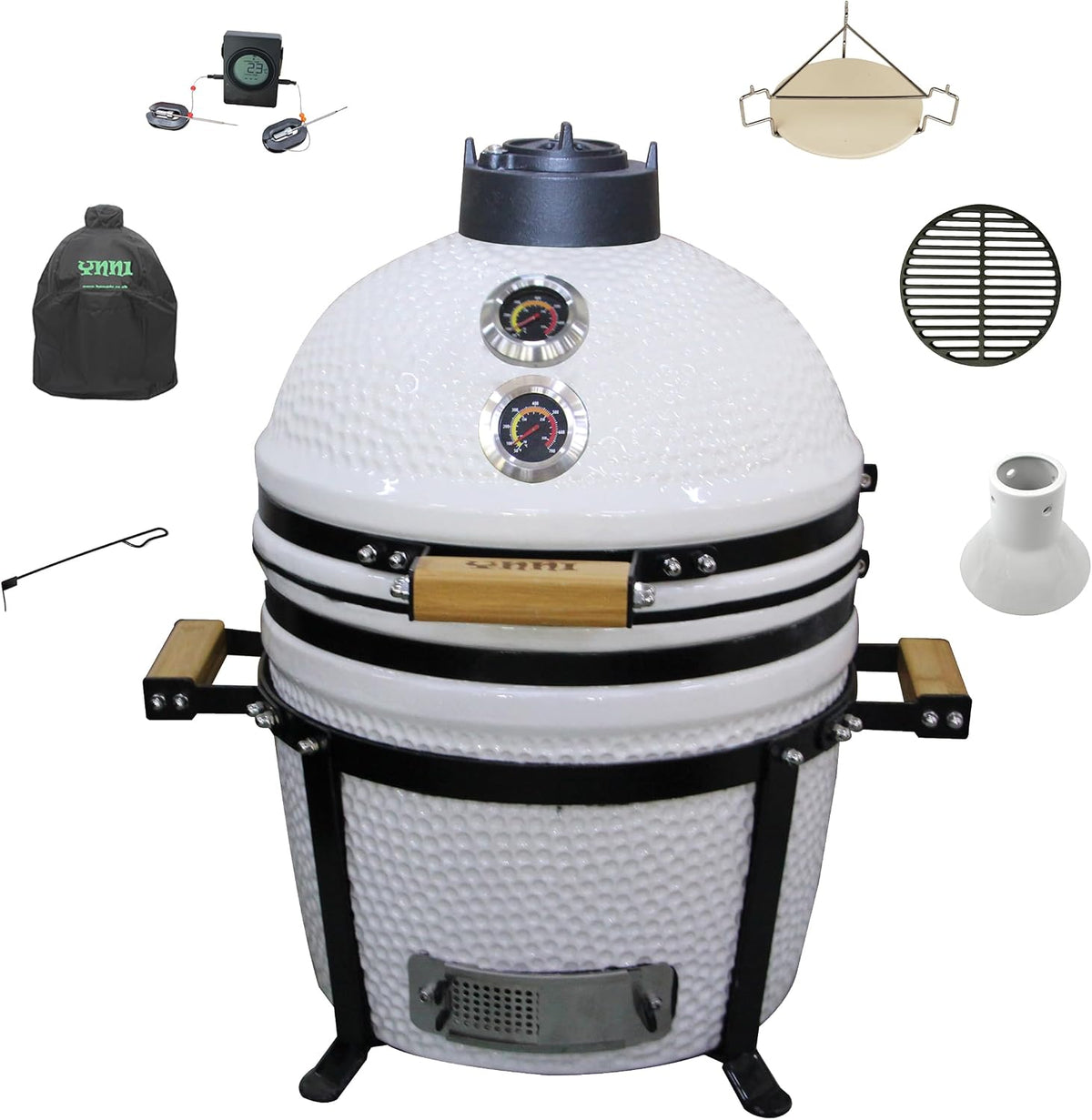 YNNI KAMADO fumoir, 39,9 cm, brillant (noir, vert, rouge comme standard) disponible dans 8 autres couleurs sur mesure., TQTT15LG Kamado sur pied