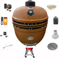 YNNI KAMADO barbecue à charbon, Rose/Or, Cast Iron Grate et Kickash Panier TQTT25RG