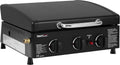 table de cuisson Royal Gourmet, 2,5 KW, Noir, Barbecue à Gaz avec 3 brûleurs, Plancha à Gaz Exterieur avec Plaque de Cuisson Émaillée