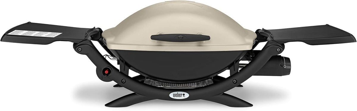 Weber Barbecues au gaz naturel, 55 x 39 cm, Noir/Beige, Barbecue à gaz Q2000 avec tables latérales rabattables en titane (53060079)