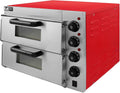 KuKoo Fours à pizza, 40 cm, Rouge/Argent/Noir, - Four électrique professionnel à double étagère pour pizza