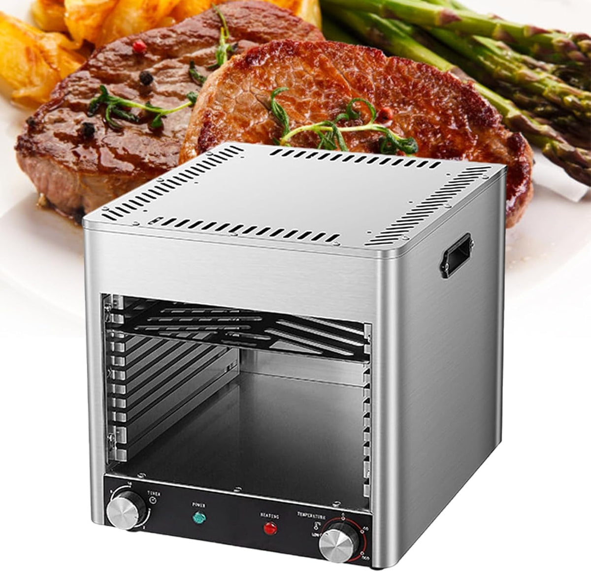 XEEAOFE Grills électriques, 388 x 350 x 368 mm, 3400 W, 110 V/220 V, 110 V, Argent, Ensemble De Gril Vertical