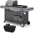BRASERO barbecue à charbon, 60 x 42 cm, 49 x 42 cm, 10,8 kW, Noir, BY FAVEX - Barbecue Plancha Bi-Energy XL Gaz & Charbon