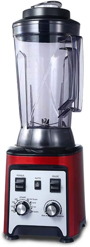 QREZ blender, Mélangeur de bureau en acier inoxydable, 4 L, 2200 W, 110 V-240 V; 50-60Hz, Argenté/Rouge, Mixeur Multifonctions