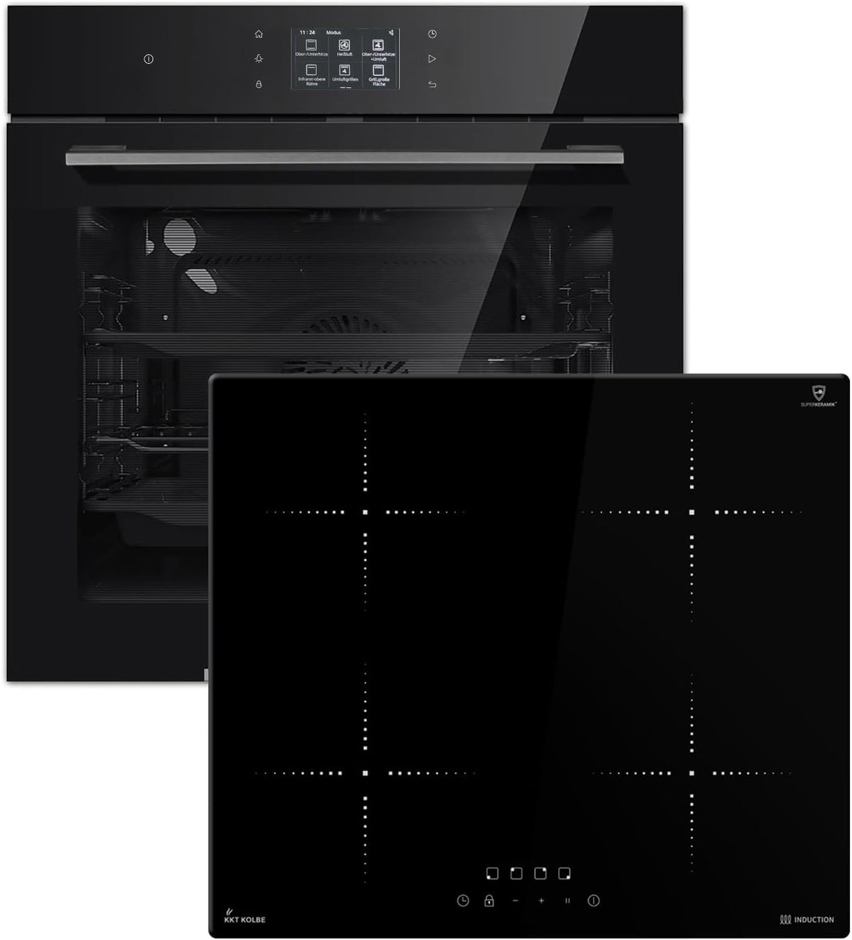 KKT KOLBE four encastrable, 7000 W, 60 cm, 59 cm, Noir, Cuisinière autonome, EB8017TFT, Écran tactile TFT