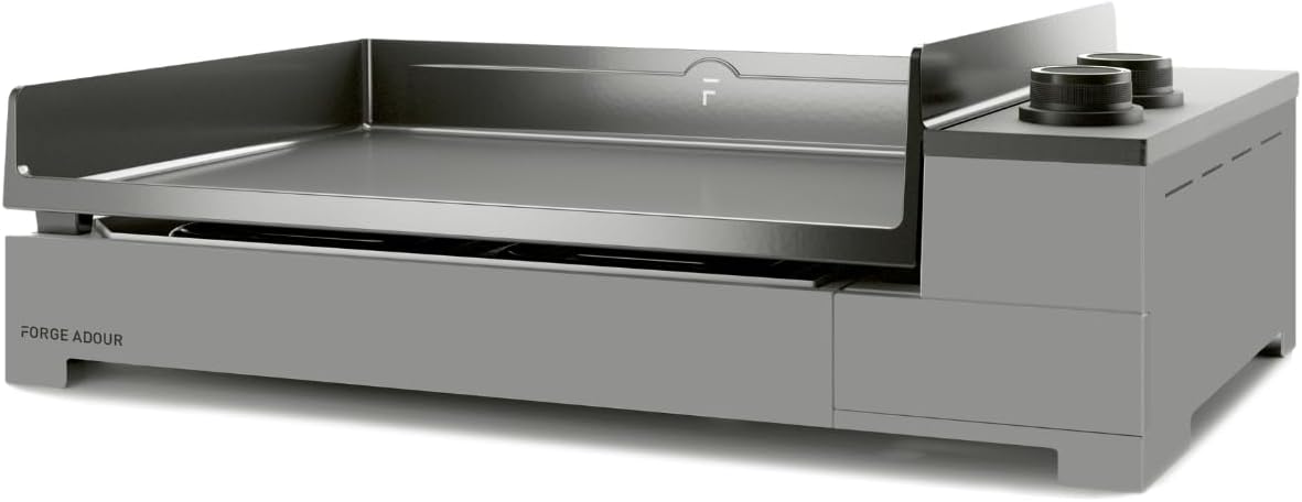 table de cuisson Forge Adour, 60 cm, 5300 W, Gris/Noir, Plancha Gaz Acier Noir et Gris, Plaque de cuisson Fonte Émaillée Plancha Éco-Conçue