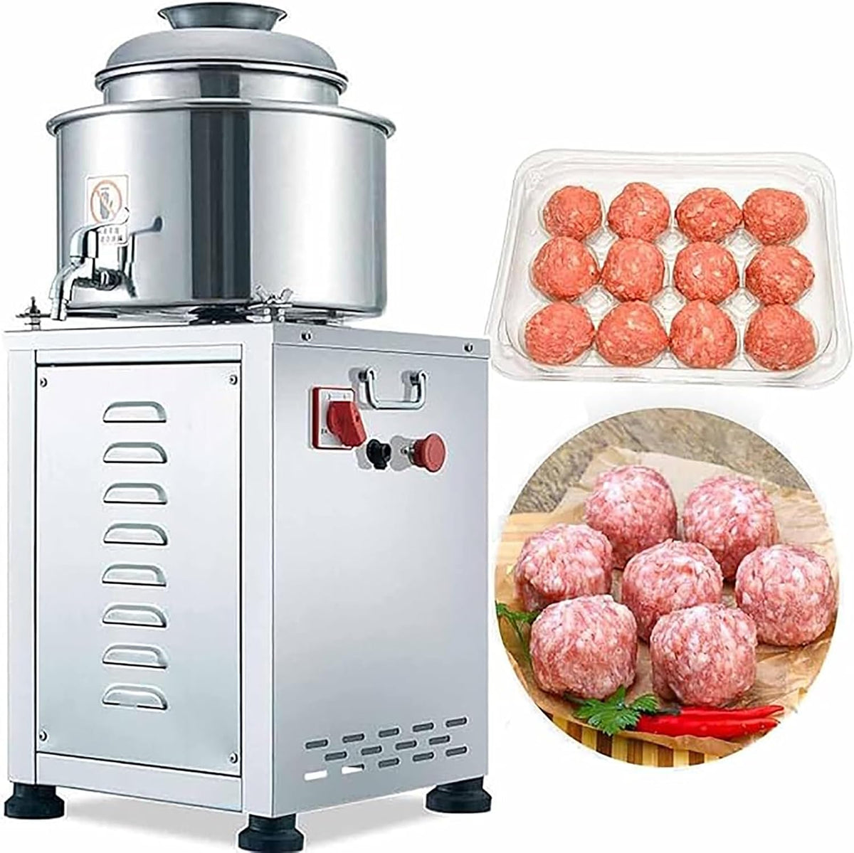 Batteur Hachoirs à viande, 1500 W, 220 V, 1500 W, Structure en acier inoxydable, Noir, à boulettes de viande professionnel