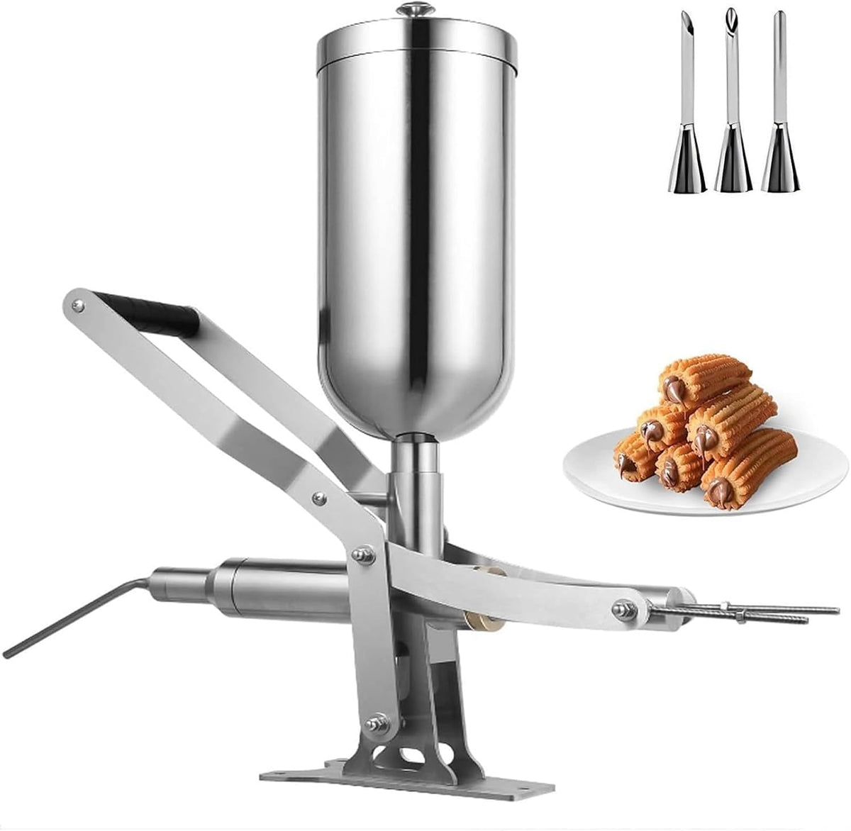Machine Machines à donuts, 1 g, Argenté, à garnir Les Churros aux Fruits et à la Confiture, injecteur de crème réglable avec Une précision de ±