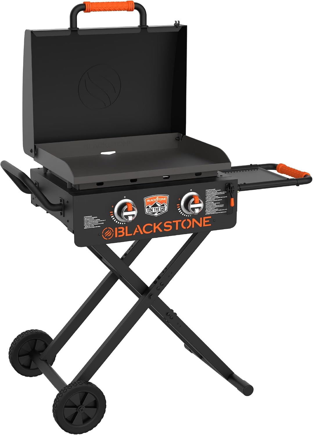 Blackstone Barbecues au propane, 55,9 cm, Noir/Orange, 2350 On-the-Go Omnivore Flex-Fold Grill avec couvercle de verrouillage