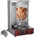Shawarma rôtissoire, Argent/Rouge, Machine commerciale à verticale avec 2/3 brûleurs, gril à gaz en acier inoxydable