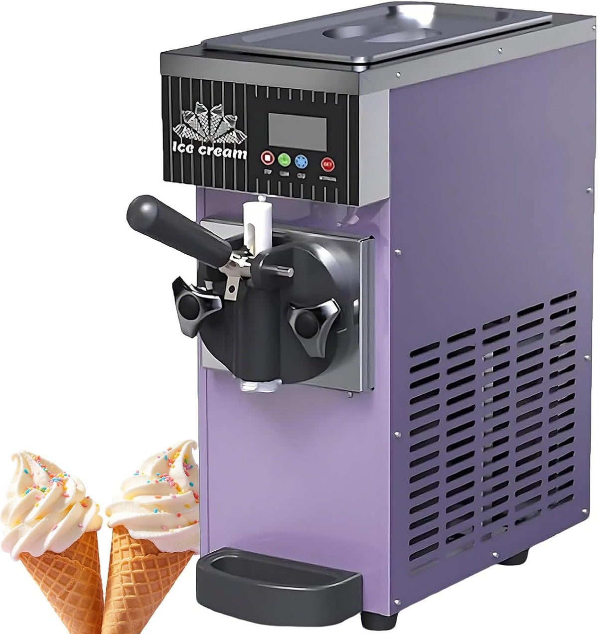 PoiToe sorbetière, 28, 20 x 40 x 51 mm, 5 Kg, 110 V, Acier inoxydable, Violet, Machine à Glace à L'italienne Conviviale pour La Maison