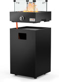 onlyfire braséro, 6,85 KW, Noir, Foyer à gaz amovible, table de feu carrée à gaz d'extérieur avec pare-vent en verre