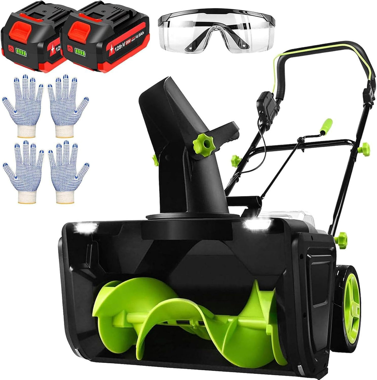 HaiZethonic fraise à neige, 40v, 3500w, Noir, Souffleuse à Neige électrique sans Fil, / 2batteries, Largeur Travail 20po