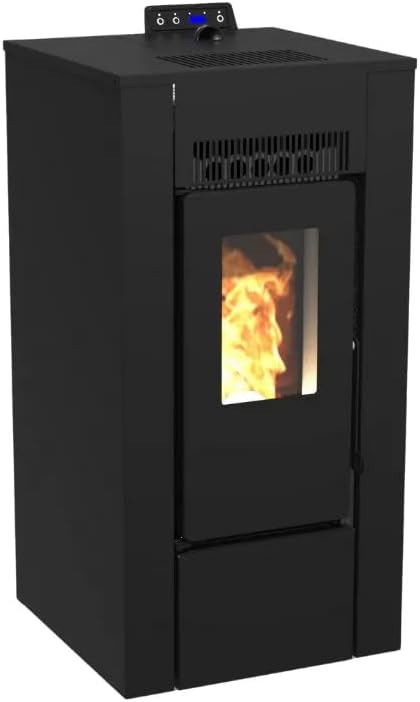 LVZ Chauffage aux granulés, Noir, Pack Poêle à granules étanche ALEXA 9 + Kit Conduit sortie Ventouse