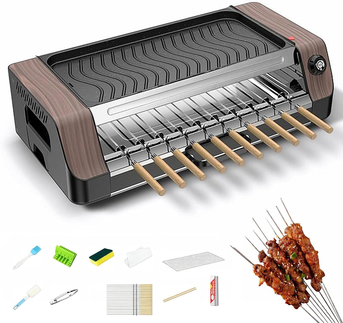 Machine rôtissoire, 1800 W, 1800 W, Marron Noir, à Griller électrique Bbq, Camping Et Fêtes En Plein Air