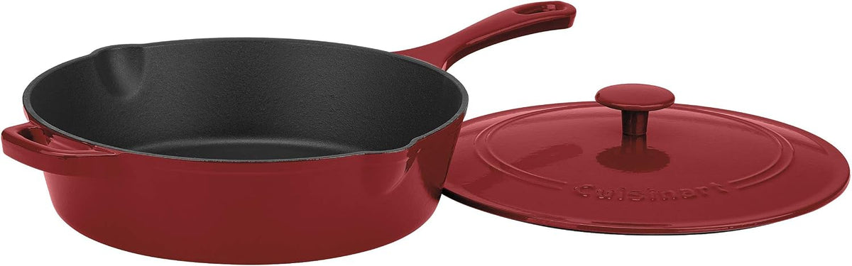 CUISINART Poêles à frire, Rouge/Noir, Chef Classique en Fonte émaillée Poulet Friteuses