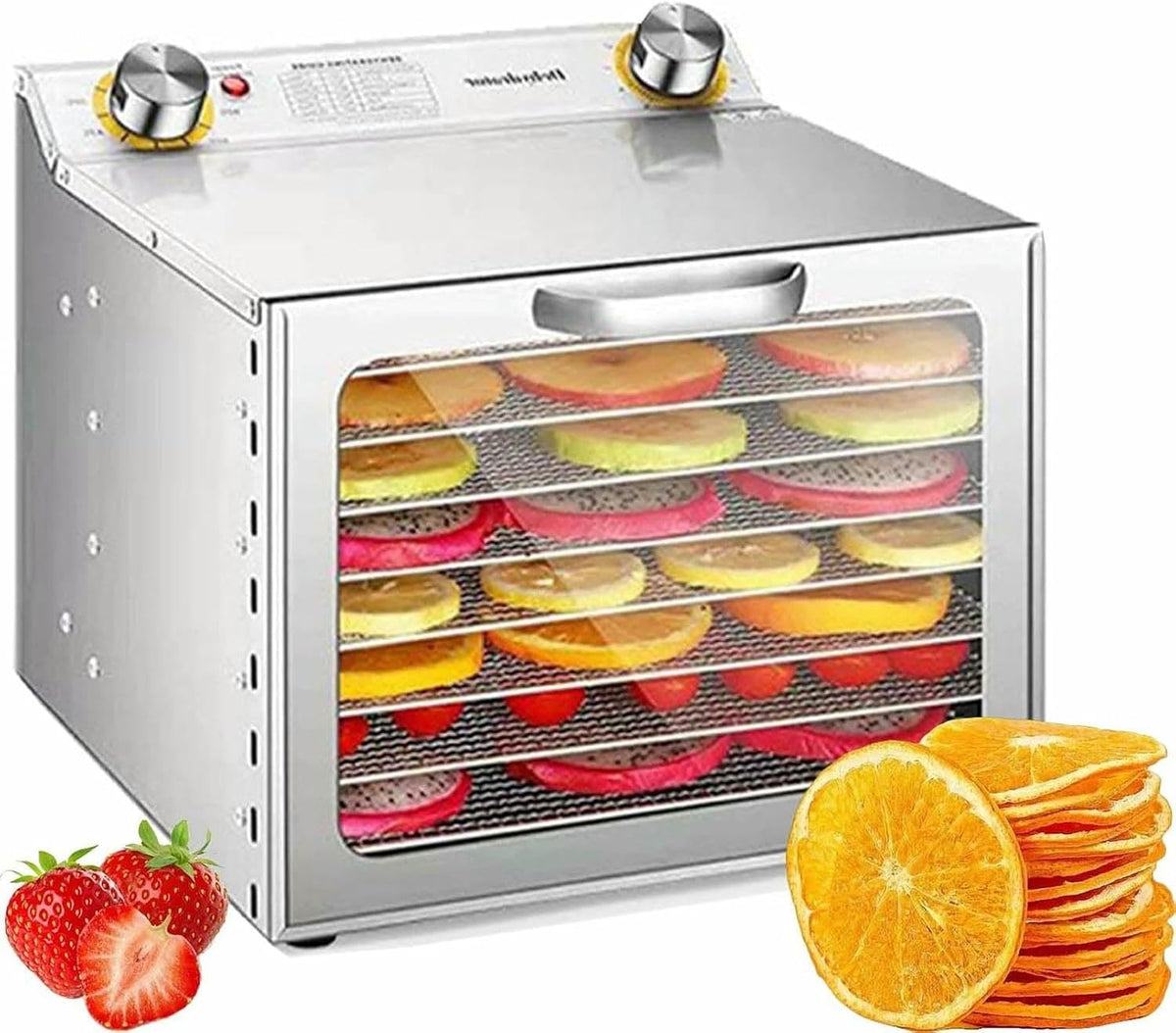 OJHGRDFV déshydrateur alimentaire, 800 W, Argenté, Machine De Déshydratrice Alimentaire Professionnelle, Séchoir En Acier Inoxydable