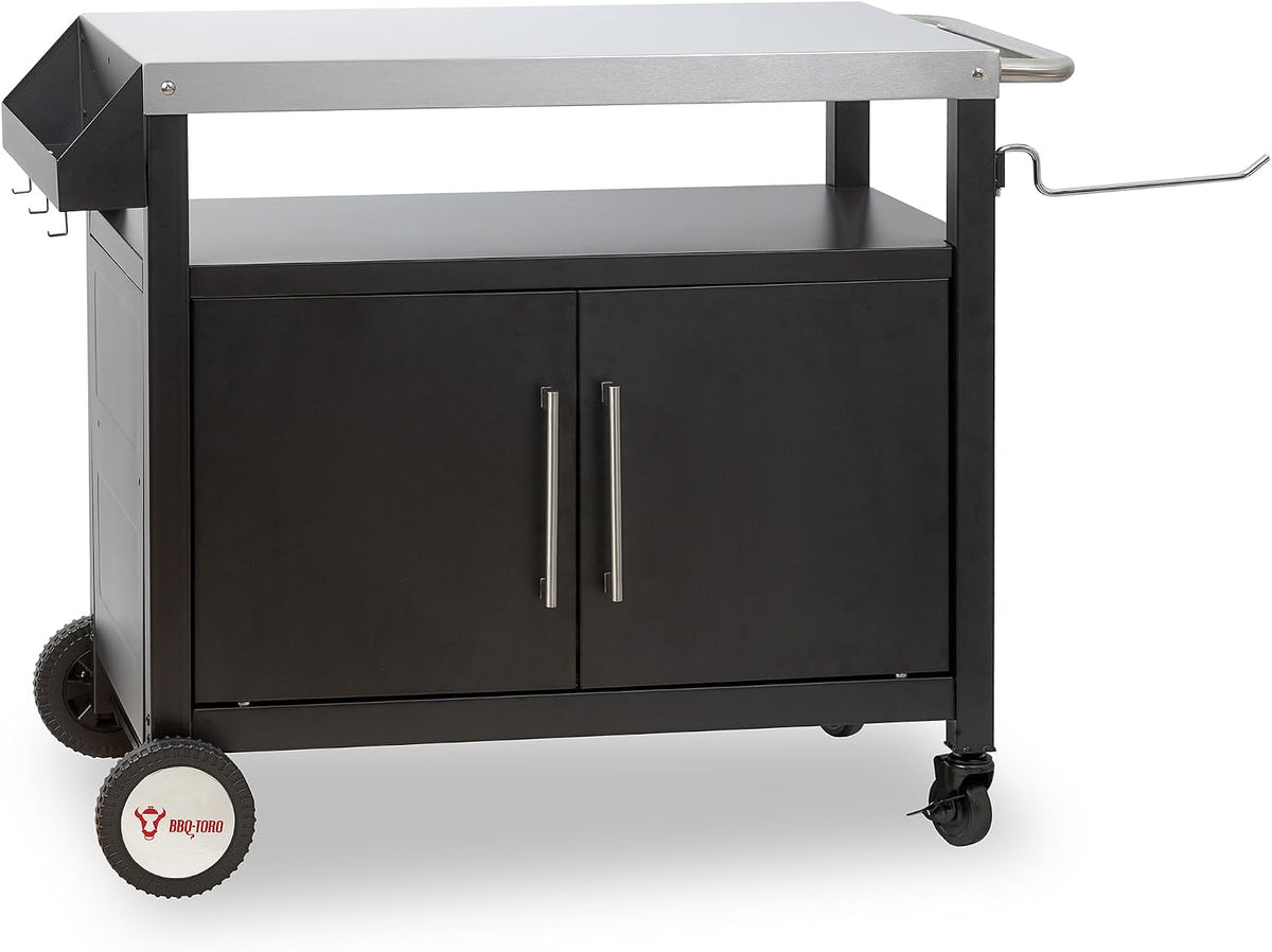 BBQ-TORO Chariots pour barbecue, 103,5 x 59 x 81 cm, Argent/Noir
