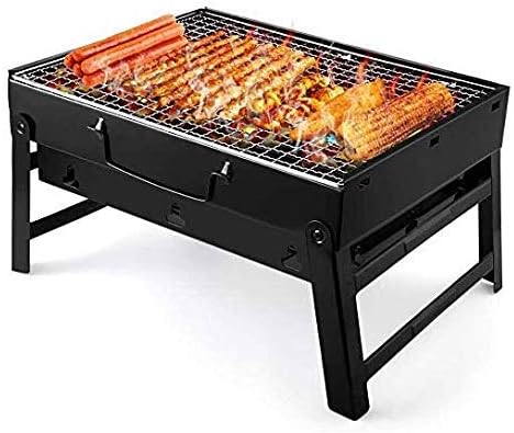 Barbecue barbecue à charbon, 39 x 29 x 7 cm, noir., d'extérieur portable en acier inoxydable pour pique-nique