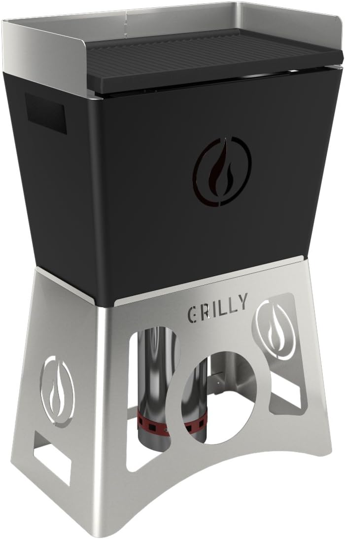 Portable Barbecues à granulés de bois, Noir/Argent, Barbecue Pellet trans Grilly par Black Line VZ
