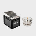 BOXIO Réchauds de camping, Noir/Argent, protection contre le vent et kit de casseroles de camping, cartouches de gaz