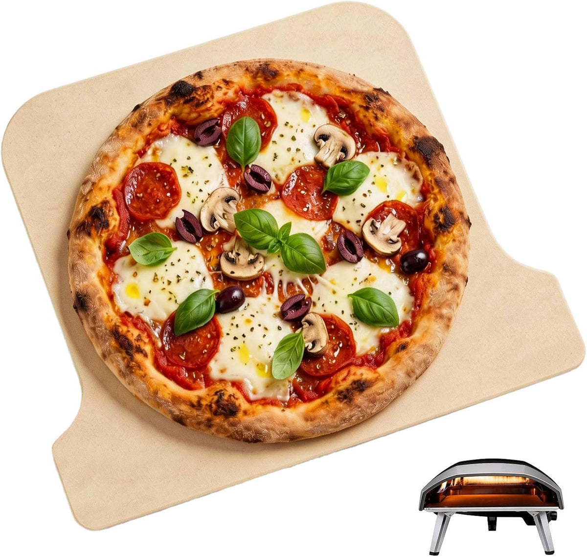 BMMXBI table de cuisson, Beige, pierre à pizza pour four à pizza Ooni Koda 16, accessoires en pierre de cuisson en céramique
