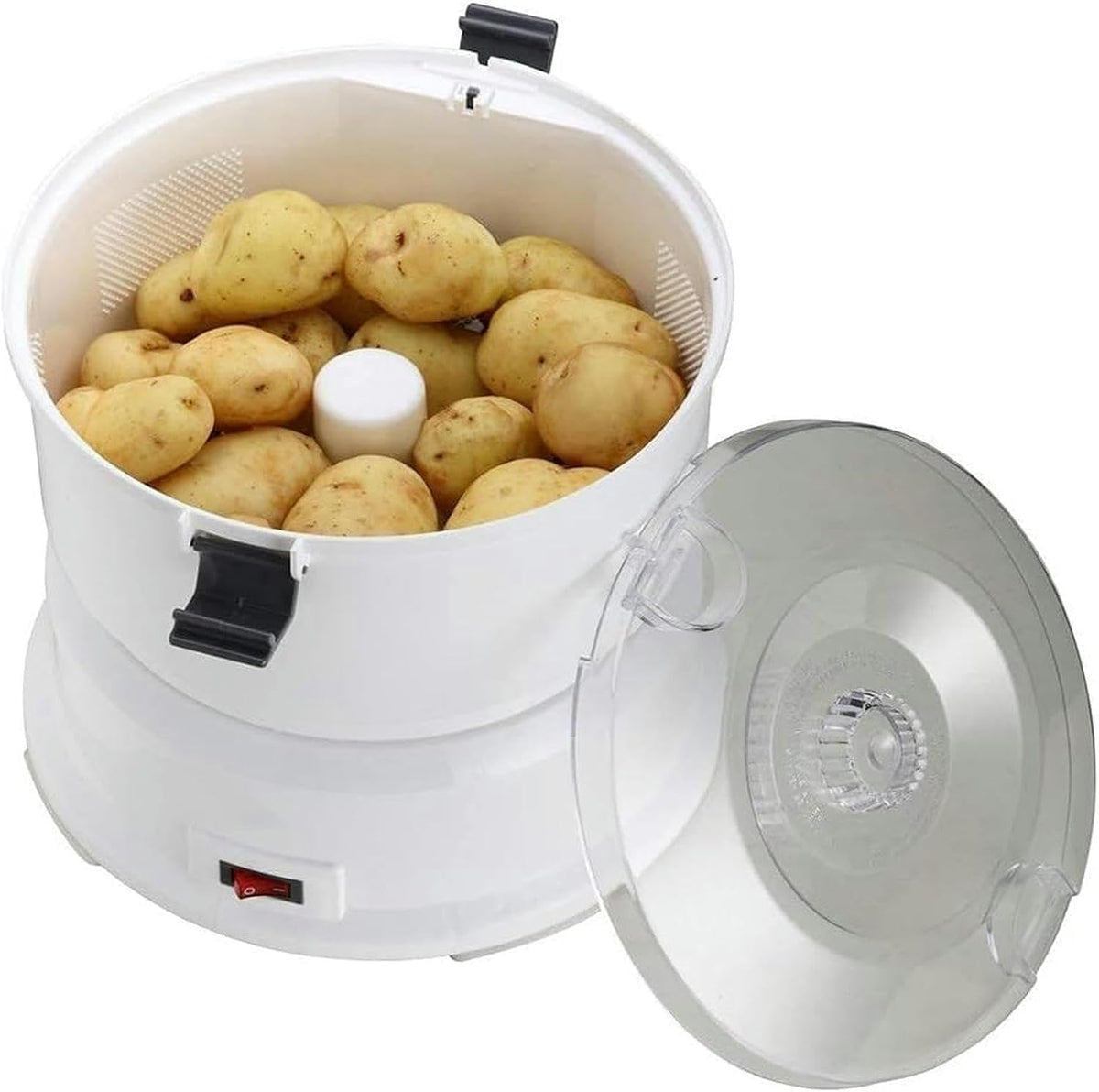 Éplucheur trancheuse électrique, 1 kg, Noir, de pommes de terre électrique, trancheuse de légumes avec récipient
