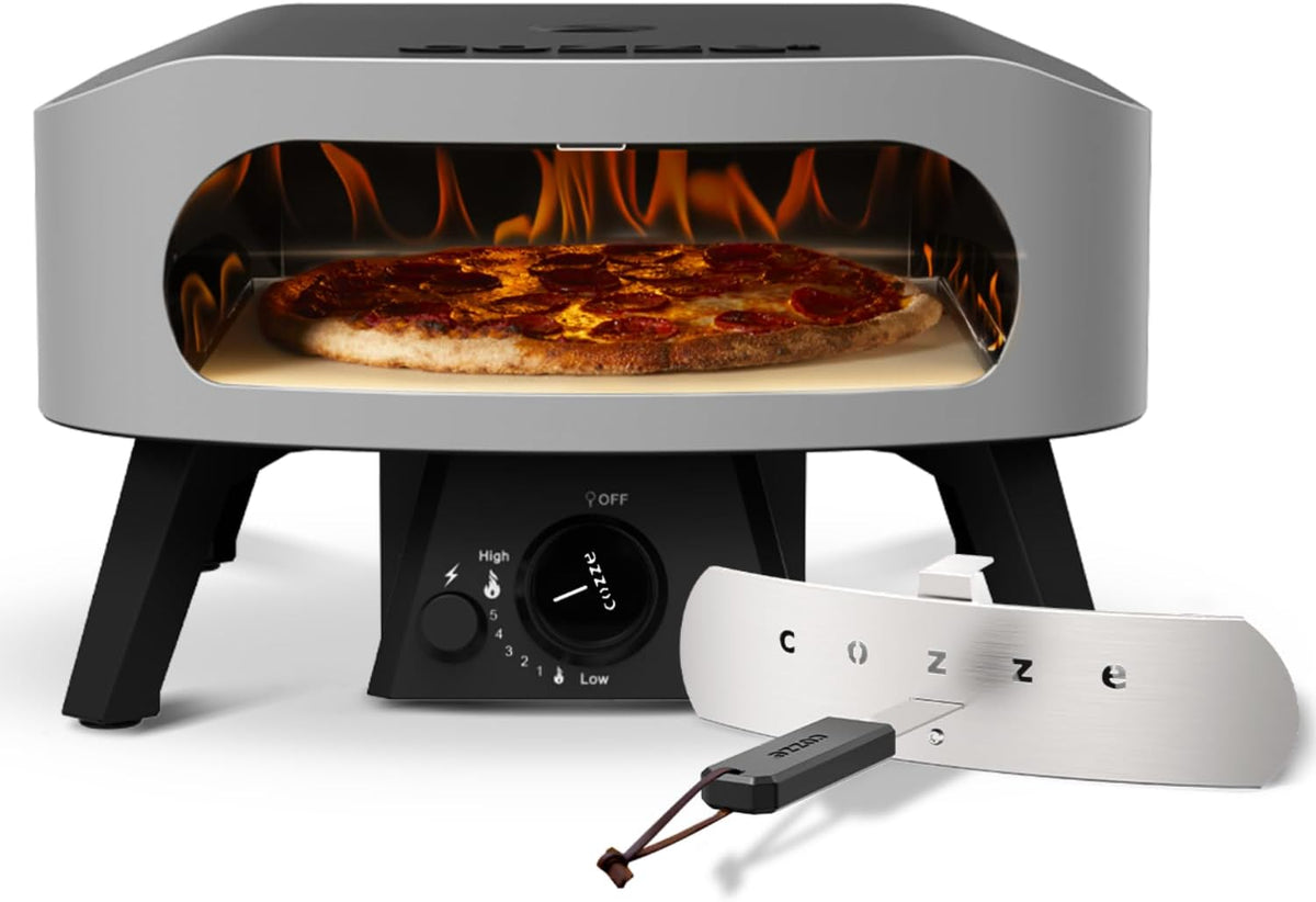 cozze four à pizza, Noir/Argent, ® 13' CLASSIC, Gaz 30 mbar, Pierre en cordiérite incluse, Allumage automatique