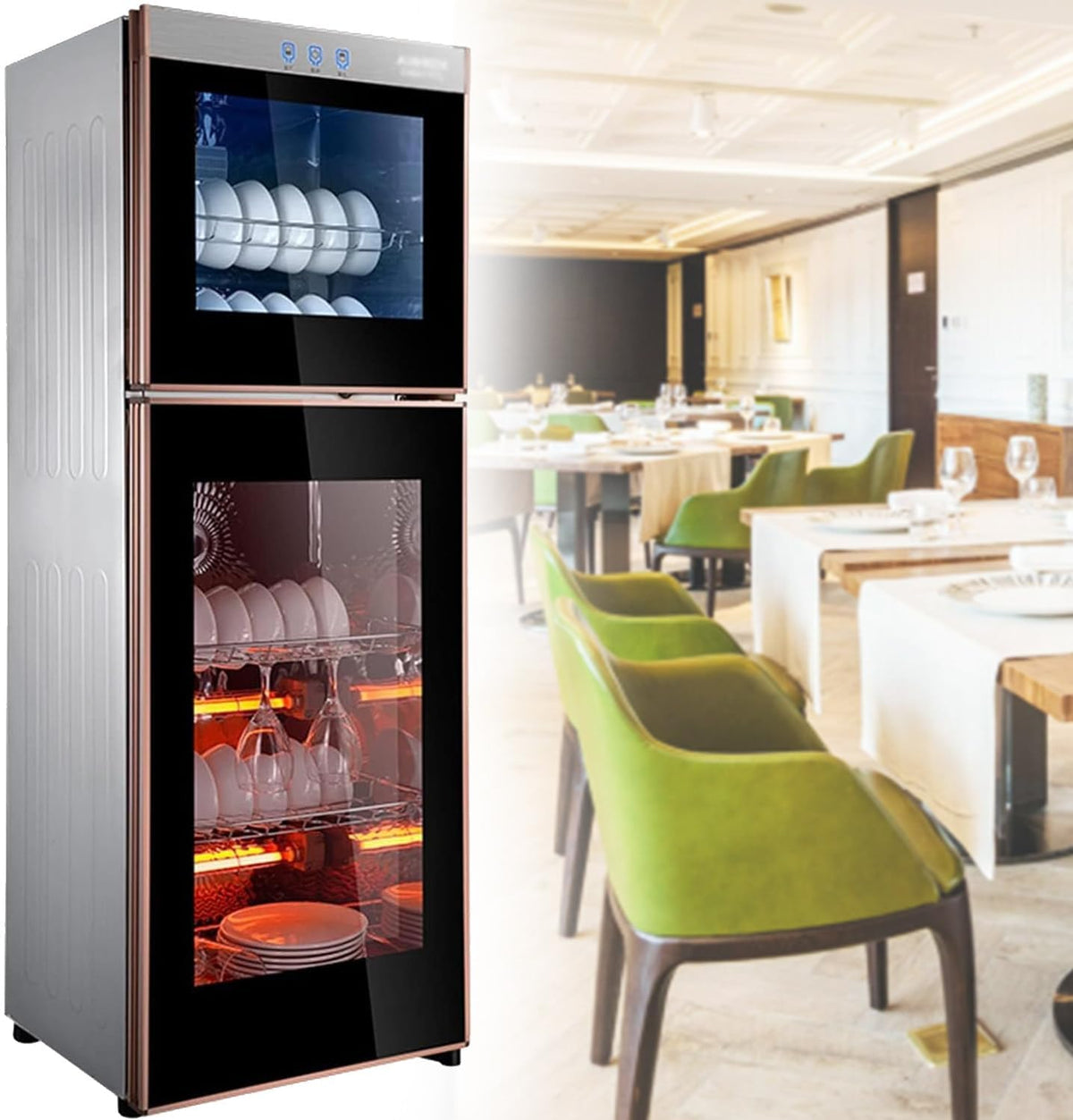 armoire RETRIN, 138 L, 168 L, 198 L, 129 cm, Argenté, s Stérilisation Verticales / /, égouttoir à Vaisselle Double en Acier Inoxydable