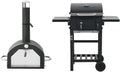GeenYuu four à pizza, acier revêtu par pulvérisation., noir., tables d'appoint pliables, thermomètre, roues pour jardin et camping