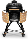 Kamado BONO barbecue à charbon, 51 cm, Noir/Bois