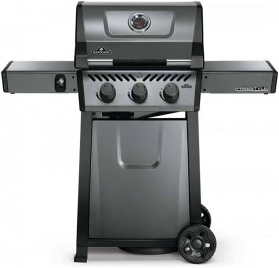 Napoleon Réchauds, Gris/Noir, Barbecue à gaz Freestyle F365SBPGT 3 brûleurs + Réchaud