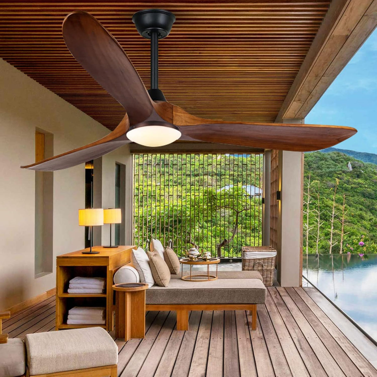 WZLMZ Ventilateurs de plafond avec lampe intégrée, 132 cm, Blanc, Ventilateur de Plafond de avec lumières