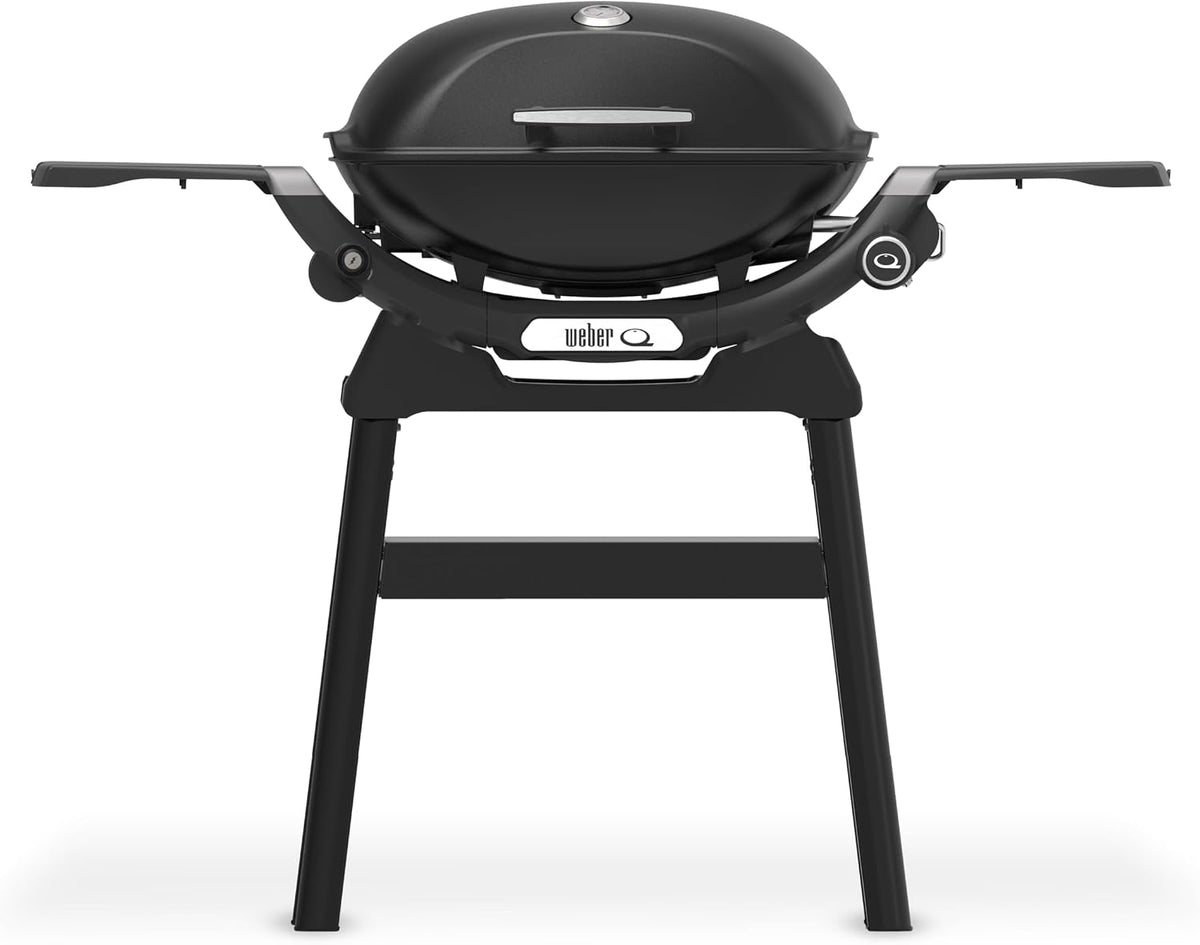 Weber Barbecues au gaz naturel, Noir, Q 2200N Barbecue à gaz avec Tables latérales, Support Compact, grilles en Fer émaillé