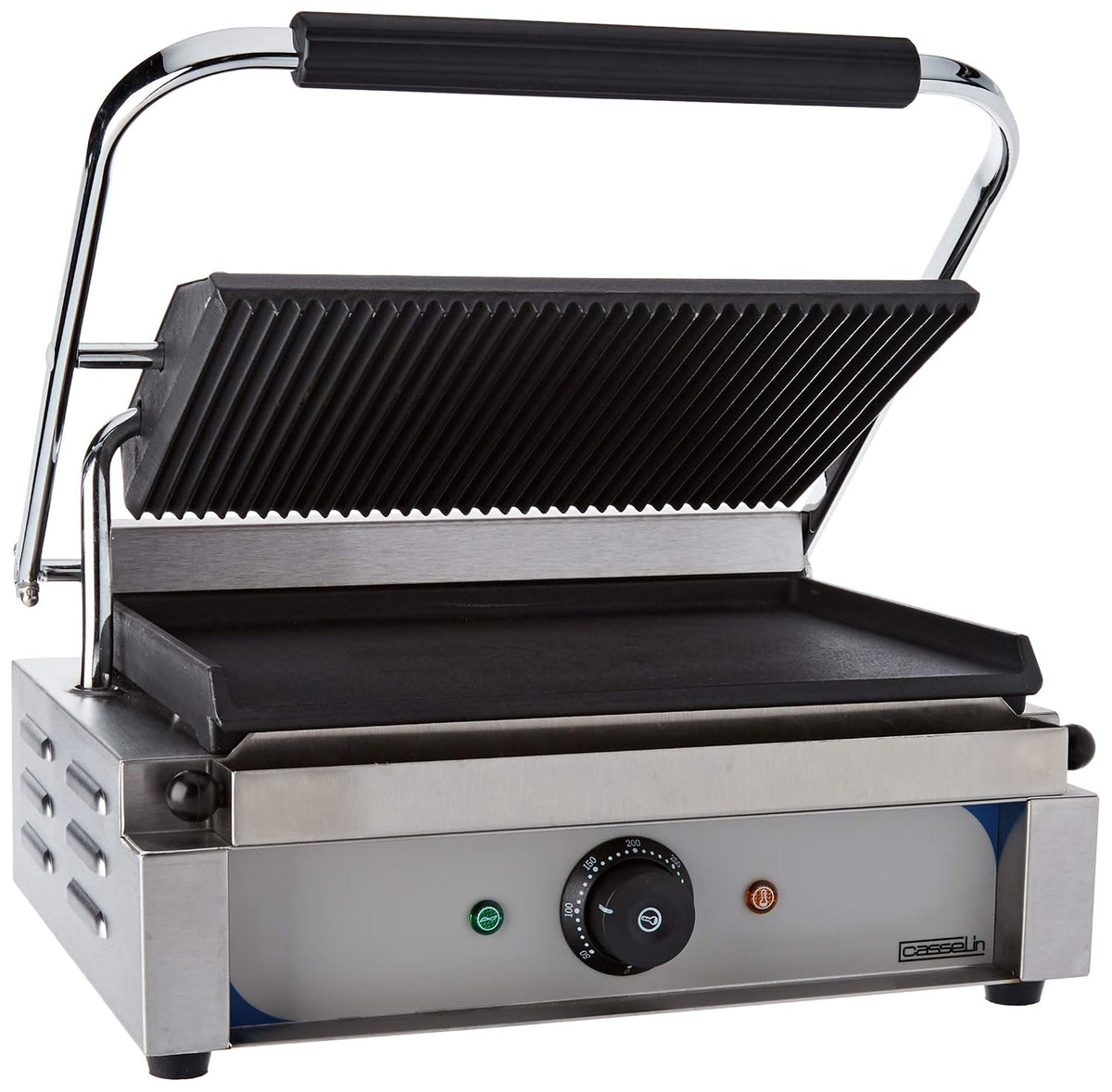 Casselin Appareils à sandwich et presses à panini, L 410 x P 370 x H 200 mm, 2 200 W / 230 V, Noir/Argent