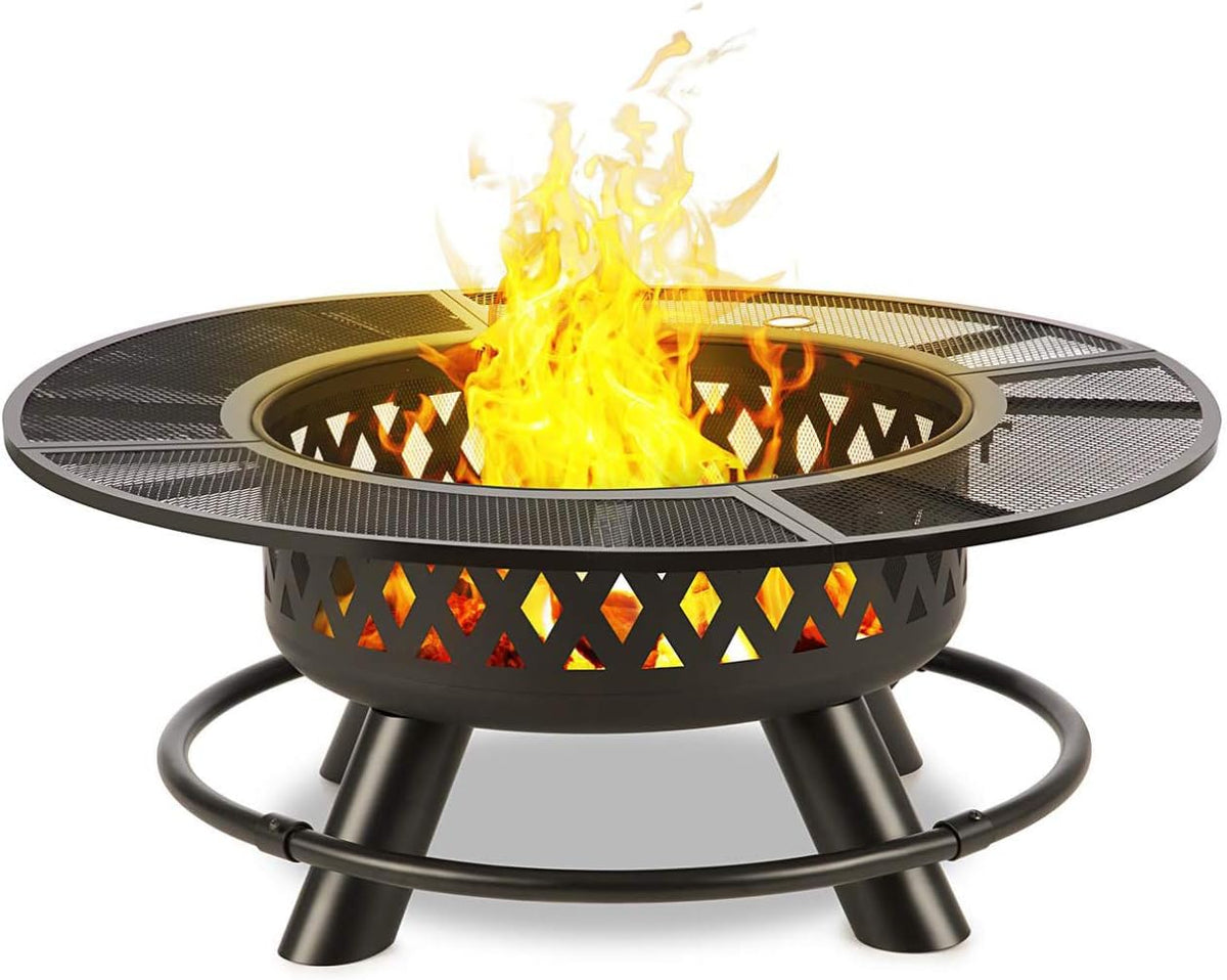 blumfeldt barbecue à charbon, 120 cm, 70 cm, Noir, Rosario - Brasero 3 en 1, Feu de Camp, Barbecue et Table