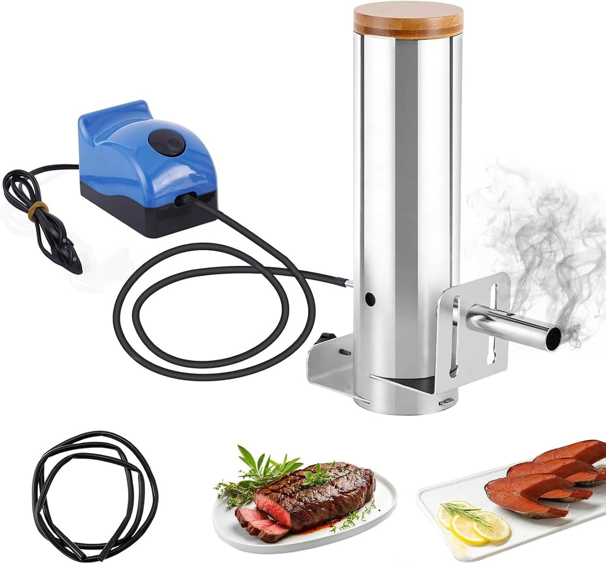 Fumoir groupe électrogène, Argent/Bleu/Noir, électrique portable avec générateur de fumée froide, sortie de fumée réglable