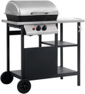 Mokuyary Barbecues au gaz naturel, acier enduit de poudre et acier inoxydable, noir et argenté, Chariot à Barbecue pour Terrasse