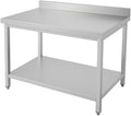 Générique Tables de préparation des aliments, 80 x 70 cm, Argent, Table INOX Adossée Professionnelle, Dosseret
