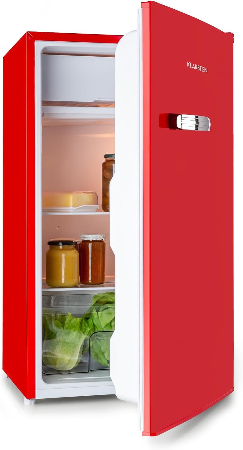 KLARSTEIN réfrigérateur, 90 L, Rouge, Beercracker, classe d'efficacité énergétique E, compartiment congélateur