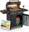 table de cuisson Juskys, 96 x 42 cm, Noir, plaque de cuisson, meuble bas pour bouteille de gaz