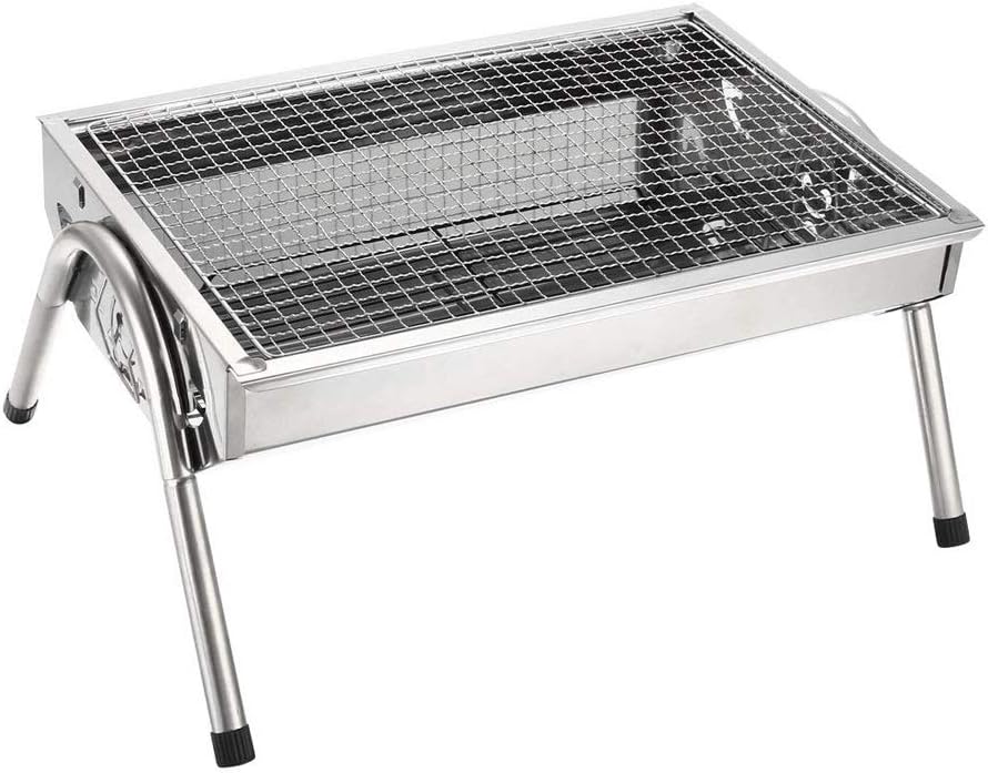 Barbecue barbecue à charbon, Argent, d'extérieur Portable et léger, au Charbon de Bois, idéal pour Les campeurs en Plein air