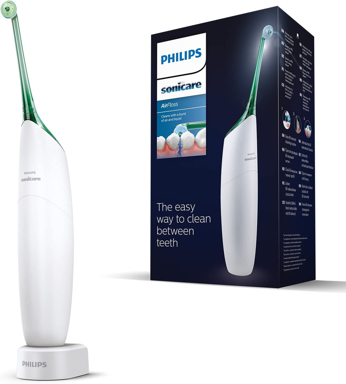 PHILIPS Hydropulseurs et irrigateurs, Noir, Sonicare AirFloss Interdentaire - Rechargeable, Contient 1 canule
