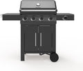CREATE Barbecues au gaz naturel, 17 kW, Noir, grande surface de cuisson, grille latérale, table d'appoint pliable