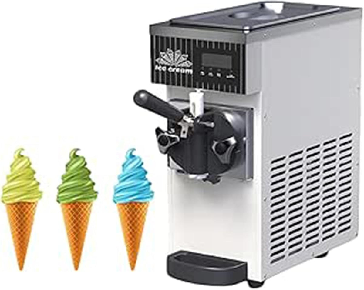 LJLYYDS sorbetière, 20 × 40 × 51 Cm, Acier Inoxydable, Noir, Machine à glace professionnelle mono-parfum, écran LCD