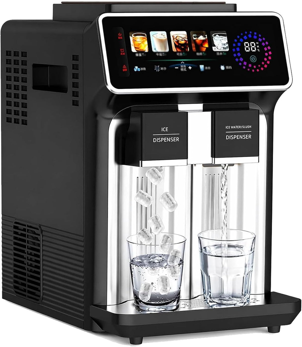 ZenSeFarin machine à glaçons, Noir, Comptoir 3-en-1, Glace Pilée Et Eau Glacée.Produit 12 Glaçons en 6 à 10 Minutes