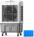PQXQZ rafraîchisseur d'air, 55 L, Gris, par évaporation Industriel Robuste et Portable, Double Système de Remplissage